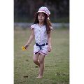 Cotton Printed Girls Cape Sleeve Summer Jumpsuit