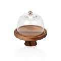 Wooden One Tier glass Cake Stand