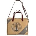 Washed Women Shopping canvas leather travel laptop bag