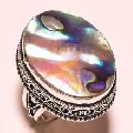 ABALONE SHELL GEMSTONE VINTAGE STYLE SILVER RING