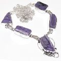Silver Plated Charoite Necklace