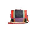 Recycled Leather Patch Work Multi Color Messenger Upcycled Bag