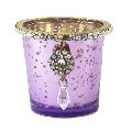 Silver Glass Votive with Jewel Ring and Dangler Violet