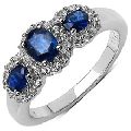Blue Sapphire and White Topaz  silver ring