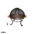 Copper Round Fire Pit With Spark Screen And Poker