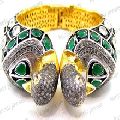 Diamond Emerald Stone Kada Bracelet