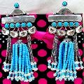 German Silver Turquoise Earrings