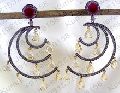 Gold Black Rhodium Plated Ruby Stone Earing