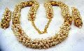 Pearl Beaded Golden CZ Necklace Set