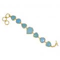 Aqua chalcedony gemstone gold plated link bracelet