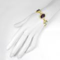 Natural Amethyst and labradorite gemstone gold plated link chain bracelet