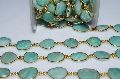 Amazonite Gold Plated Bezel 12-15mm Free form Shape Connector Chain
