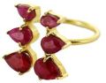 Red Ruby Gold Vermeil Prong Set Adjustable Size Ring