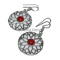 Red Coral Cabs Earring