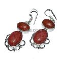 Red Gemstone With Design Earring