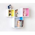 3 Retro Square Wooden Rounded Floating Cube Wall Storage Shelves