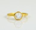 moonstone round gold plated ring
