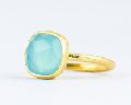 silver green onyx round gold plated ring