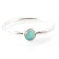Sterling silver rainbow moonstone round ring