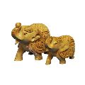 carved wooden elephants