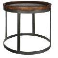 Metal Round Wooden Top Coffee Table
