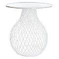 Wired White Metal Glass Top Coffee Table