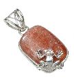 Amazing Red Sun Sitara Baguette Shape 925 Sterling Silver Pendant