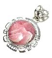 Beautiful Pink Rhodochrosite Gemstone 925 Sterling Silver Pendant