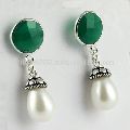 Pearl and Green Onyx 925 Sterling Silver Earring