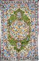 CHAINSTITCH TAPESTRY SILK RUG, BLUE GREEN EMBROIDERY 2.5X4 FEET