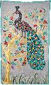 CHAINSTITCH TAPESTRY WOOLEN RUG "PEACOCK", MULTICOLOR EMBROIDERY 3X5 FEET