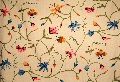 Cotton Crewel Embroidered Fabric Butterfly Brown, Multicolor
