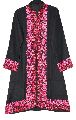 EMBROIDERED WOOLEN COAT BLACK, PINK EMBROIDERY