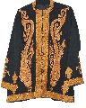 EMBROIDERED WOOLEN JACKET BLACK, RUST AND OLIVE EMBROIDERY