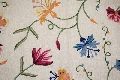 Jute Crewel Embroidered Fabric Butterfly Beige, Multicolor