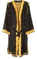 KASHMIR WOOL DRESSING GOWN BLACK, YELLOW EMBROIDERY
