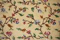 Linen Crewel Embroidered Sheer Fabric Beige, Multicolor