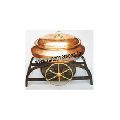 Brass Chafing Dish With Iron Metal Base.