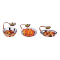 Copper Steel Snacks Serving Dish With Sauce Bowl Chip N Dip.