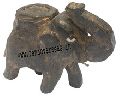 Wooden Antique Finish Table Top Elephant