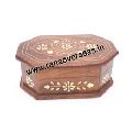 Wooden Decorative Brass Inlay Flower Shape Sweets Box