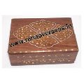 Wooden Plain Brass Inlay Leaf Shape Book Keep Safe Box