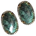 Designer Sterling Silver Diamond Emerald Gemstone Earring