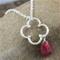 DESIGNER RUBY DROP SILVER PENDANT WITH CHAIN