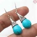 TURQUOISE BALL 925 STERLING SILVER EARRING