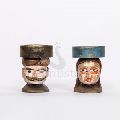 MALE And FEMALE FIGURINE WOODEN PILLAR CANDLE HOLDER