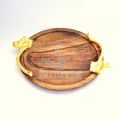 Round Wooden and Aluminium Serving Tray