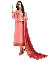 Casual Party Wear Heavy Embroidery Satin Salwar Kameez Suit