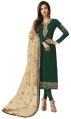 Green Color Heavy Resham Embroidery And Diamond Stone Work Semi-Stitched Salwar Kameez