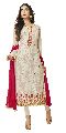 White Color Resham Embroidery Semi-Stitched Salwar Kameez Dress Material